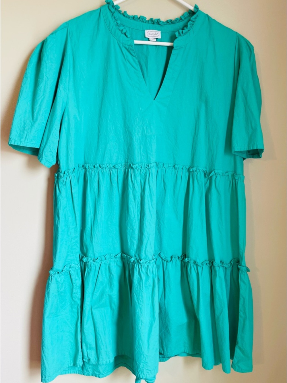 Mud Pie Ruffled Neck Teal Tunic